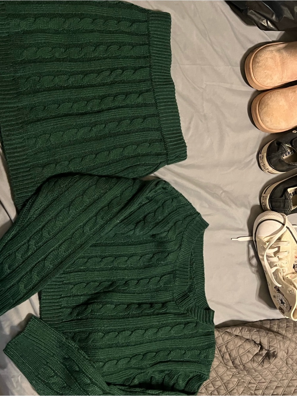 Green Cable Knit Girls Sweater skirt set